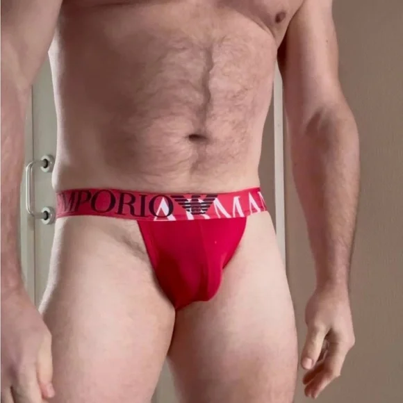 Emporio Armani Bold Red Men's Jockstrap M - Picture 1 of 8
